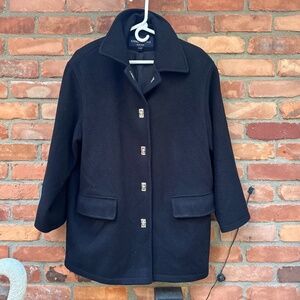 Anne Klein II Petites ~ Black Winter Wool Coat ~ 12 Petite